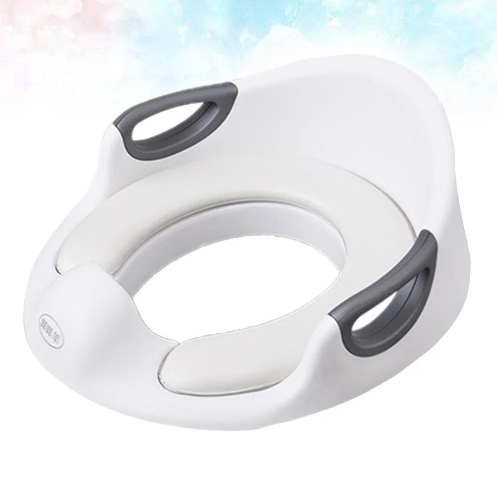 

1pc Extra Large Baby Toilet Training Seat For 1-7 Years Old Kids High Back Pu Waterproof Double Handrails Toilet Trainer Ring