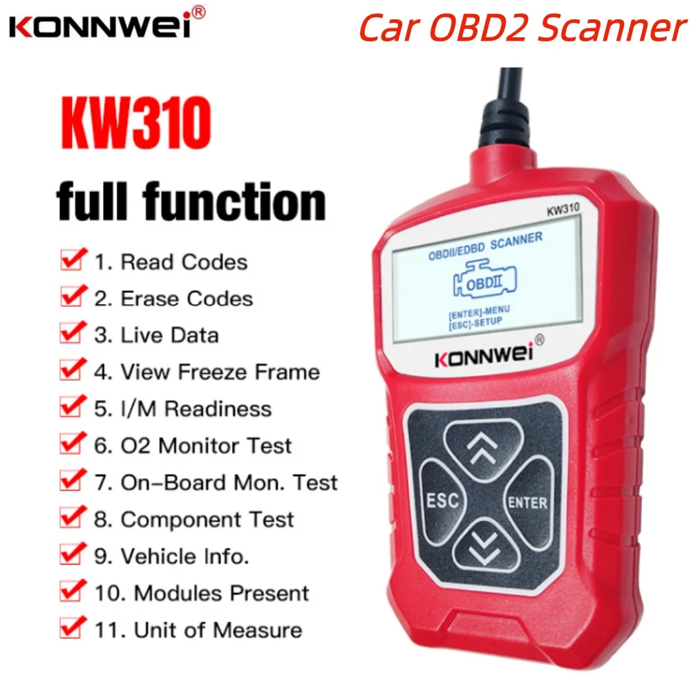 KONNWEI KW310 Car OBD2 Scanner Auto Code Reader Diagnostic Check Engine Light Scan Tool for OBDII Cars After 1996 PK ELM327 V1.5
