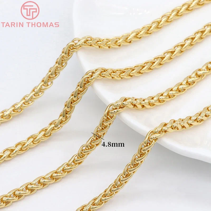 (7206) 1 Meter Width 4.8MM 24K Gold Color Stainless Steel Hollow Necklace Chains Quality Diy Jewelry Findings Accessories