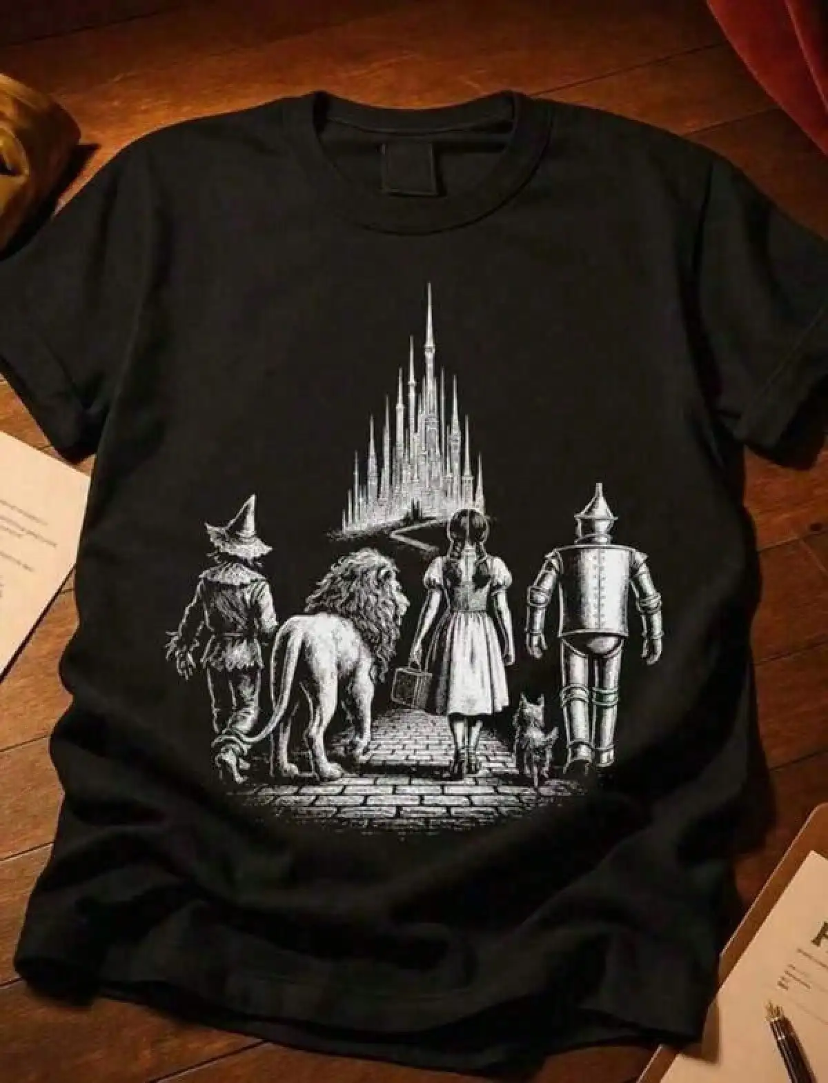 T Shirt Print ,Graphic-Cotton Tees Size Plus,Graphic-Shirt Cotton Tees Size PlusShirtOz Characters ShirtCute Halloween Tee Wonderful Wizard Of Oz Bookish Shirt Doroty Gale Wicked Witch Lion Scarecrow TinmanLoose And Comfortabletops Summer