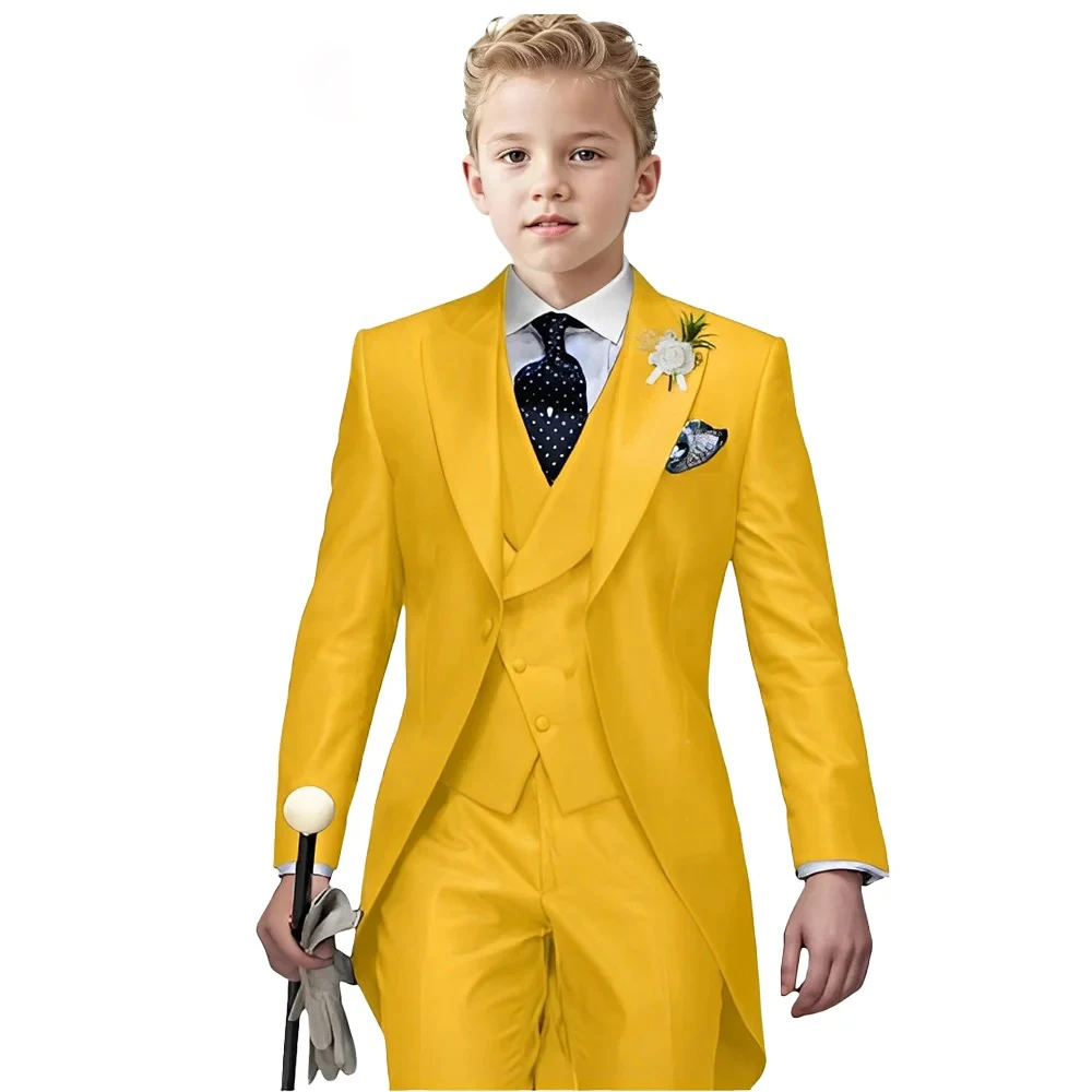 

Boys Suit for Wedding Prom 3 Pieces Jacket Vest Pants Tailcoat Tuxedo Slim Fit Suits Kids Casual Performance Concert Tuxedos