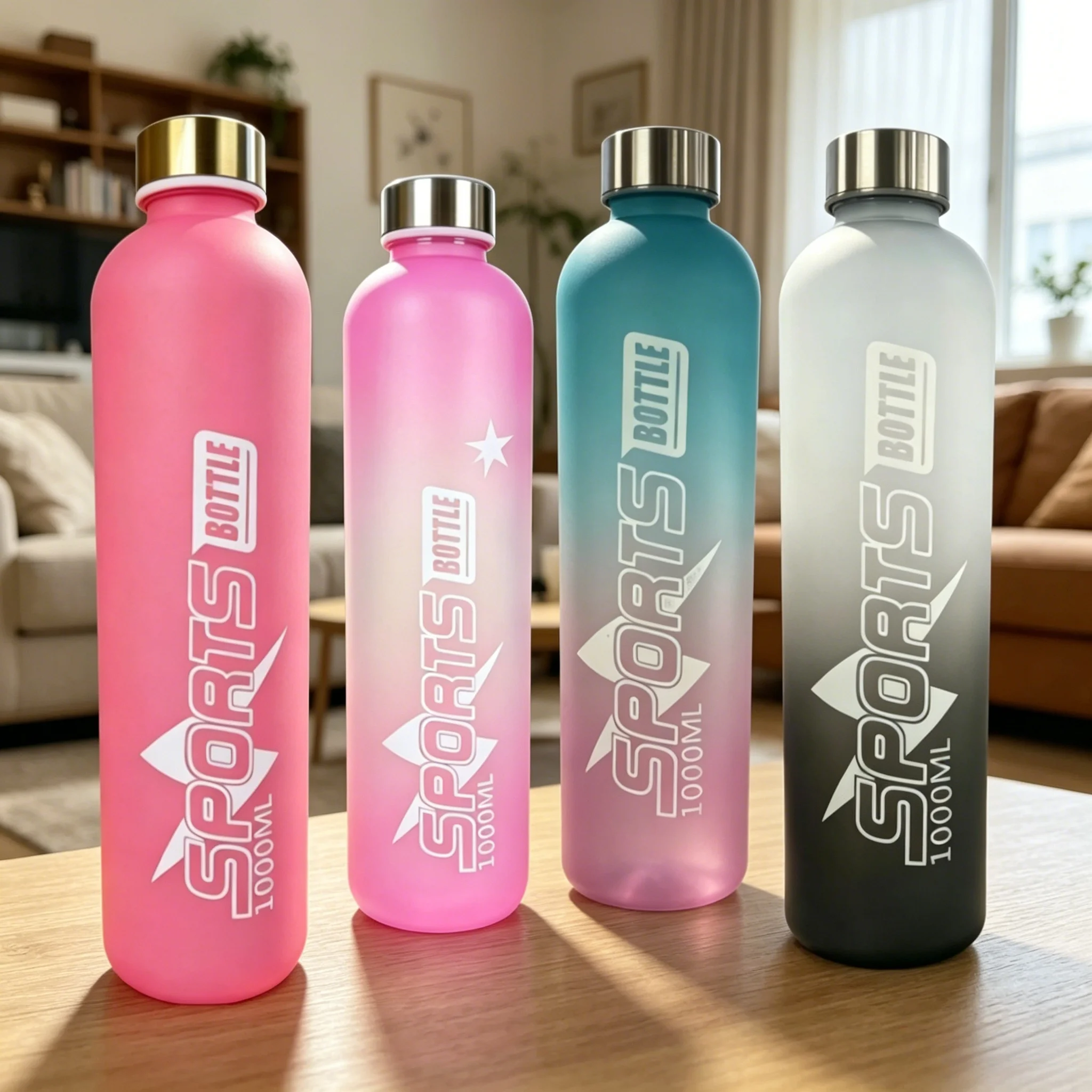 1000ML Portable BPA-Free Gradient Water Bottle - 1pc PC Material, Sealable, High Aesthetic Sports Flask for Outdoor Activities