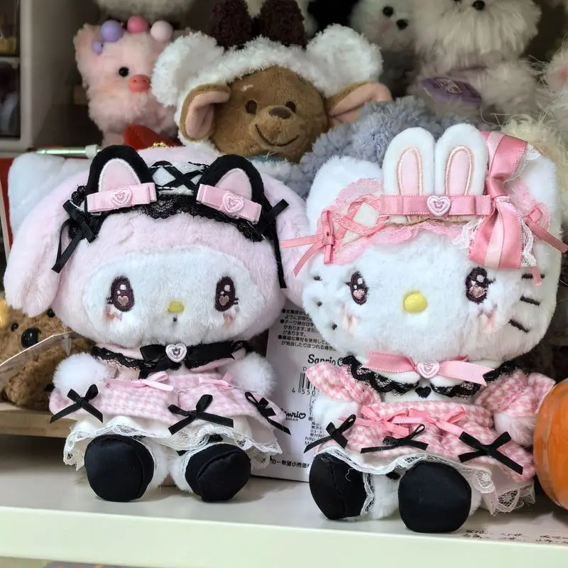 Porte-clés à breloques Hello Kitty et ma mélodie de 4e génération, accessoires en peluche de demoiselle d'honneur en dentelle de rêve, poupée mignonne, cadeau Surprise pour filles
