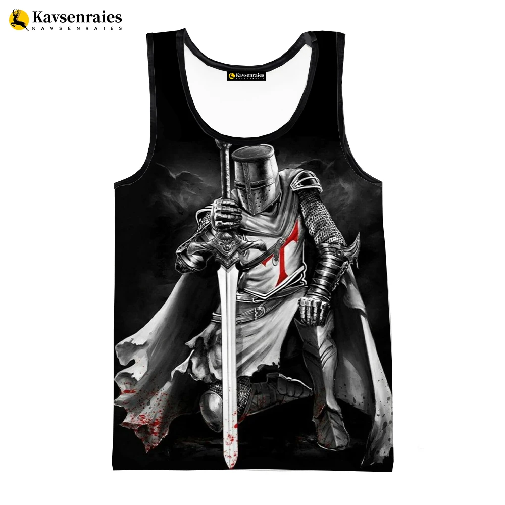 Hot Sale Game Knights Templar 3D Printed Tank Tops Men Summer Vest Casual Knights Templar Sleeveless Hip Hop Oversized Tops 6XL