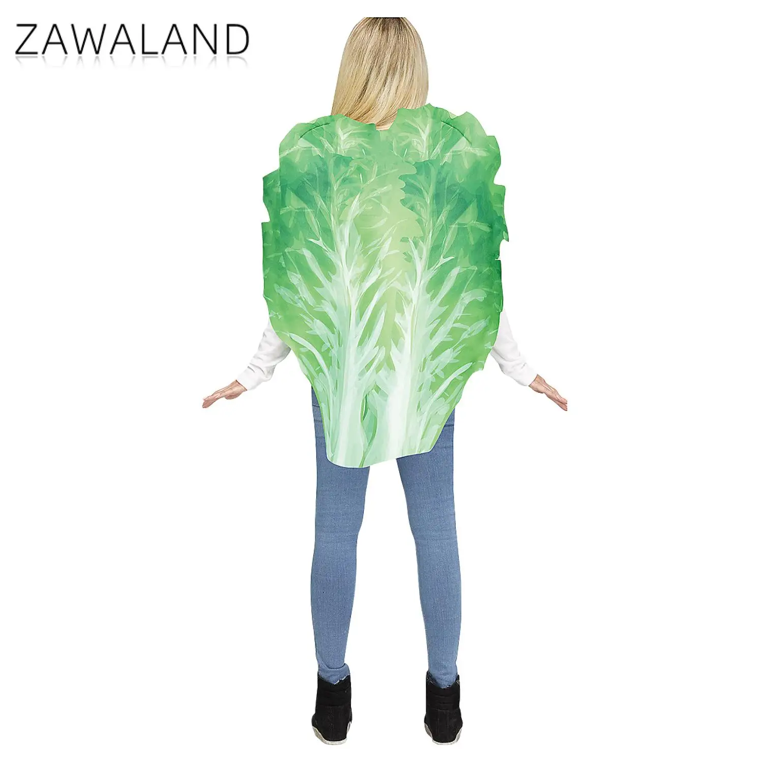 Traje de impressão vegetal para mulheres, Zawaland Cosplay, Macacão Carnaval, Engraçado Festa de Férias, Onesie Show Roupas Disfarçadas