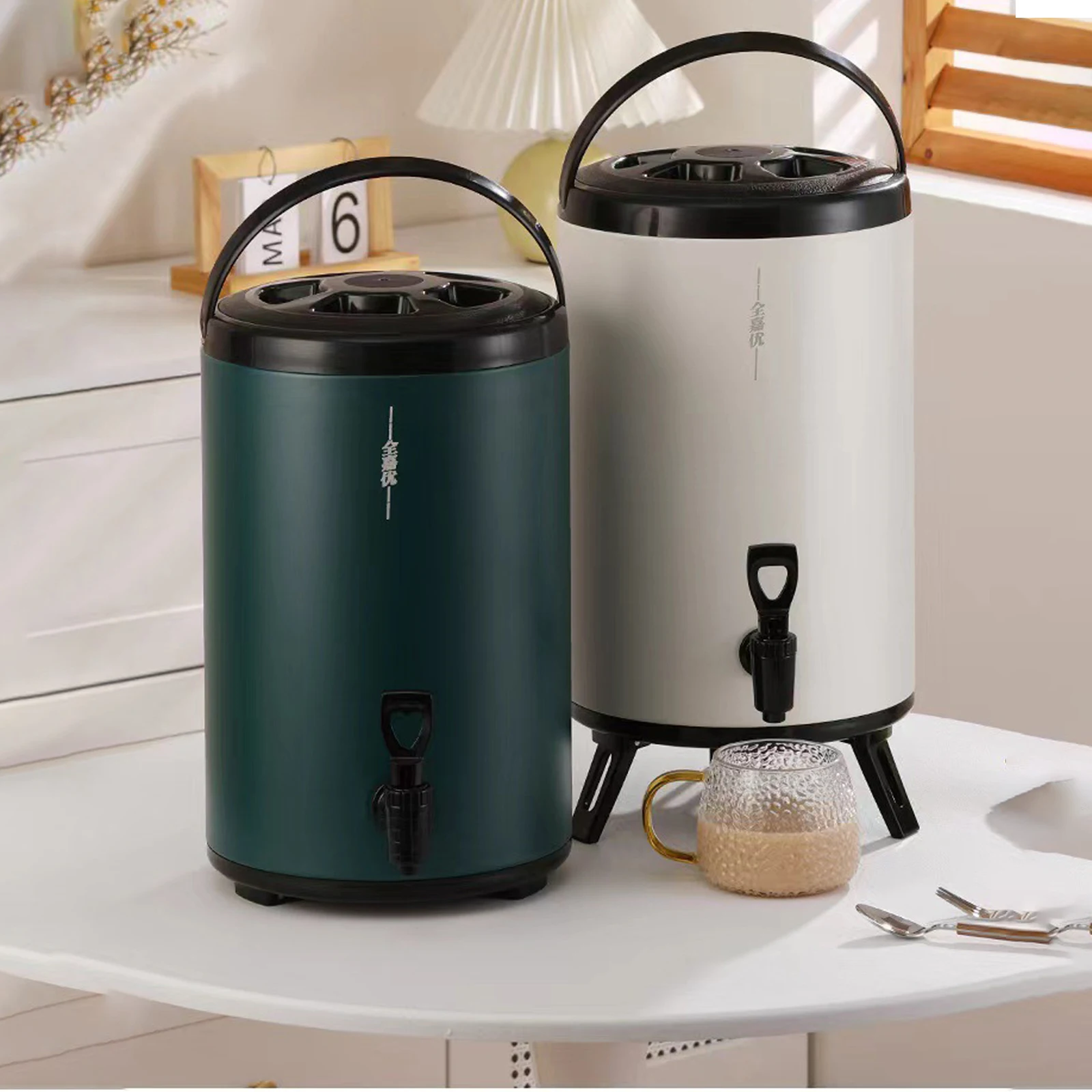 

6/8/10/12L Stainless Steel Milk Tea Insulated Bucket - Commercial Large Capacity for Drinks - Long - lasting Insulation - Leakpr