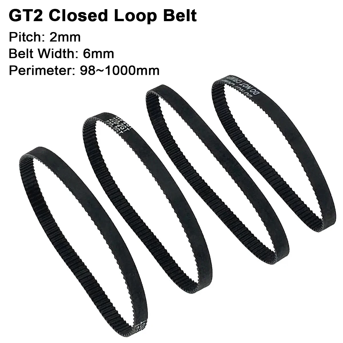 GT2 6mm Width Closed Loop Rubber 2GT Timing Belt Length 200mm 280mm 400mm 500mm 852mm 1000mm for 6mm Pulley 3D Printer Parts