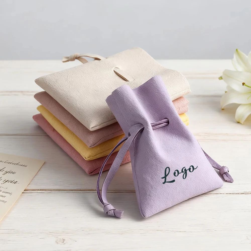 

Высококачественные подарочные пакеты из микрофибры на шнурке с индивидуальным логотипом 10x15 см, бархатные ювелирные кольца, серьги, ожерелье, браслет, упаковочная сумка