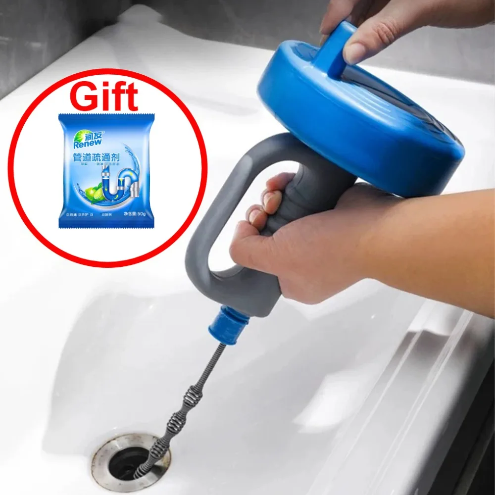 Handheld Clogged Remover Sewer Pipe Plunger Dredge Toilet Sink Drain Unblocker Bathroom Kitchen Cleaning Tools 4 Meters