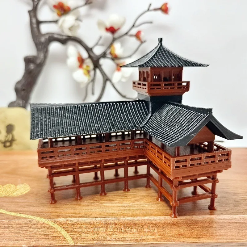 3D Printing Zen Garden Aquarium Bonsai China Licheng Statue Ancient Architecture Model Japan Pavilion Decoration