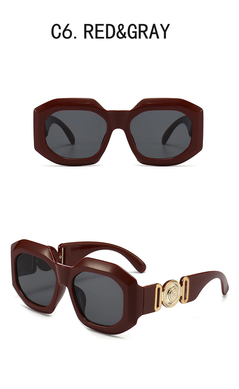 Luxus Marke Designer Vintage Übergroßen Quadratischen Sonnenbrille Frauen Männer Klassische Großen Rahmen Männliche Sonnenbrille Für Weibliche UV400 – Detail 11
