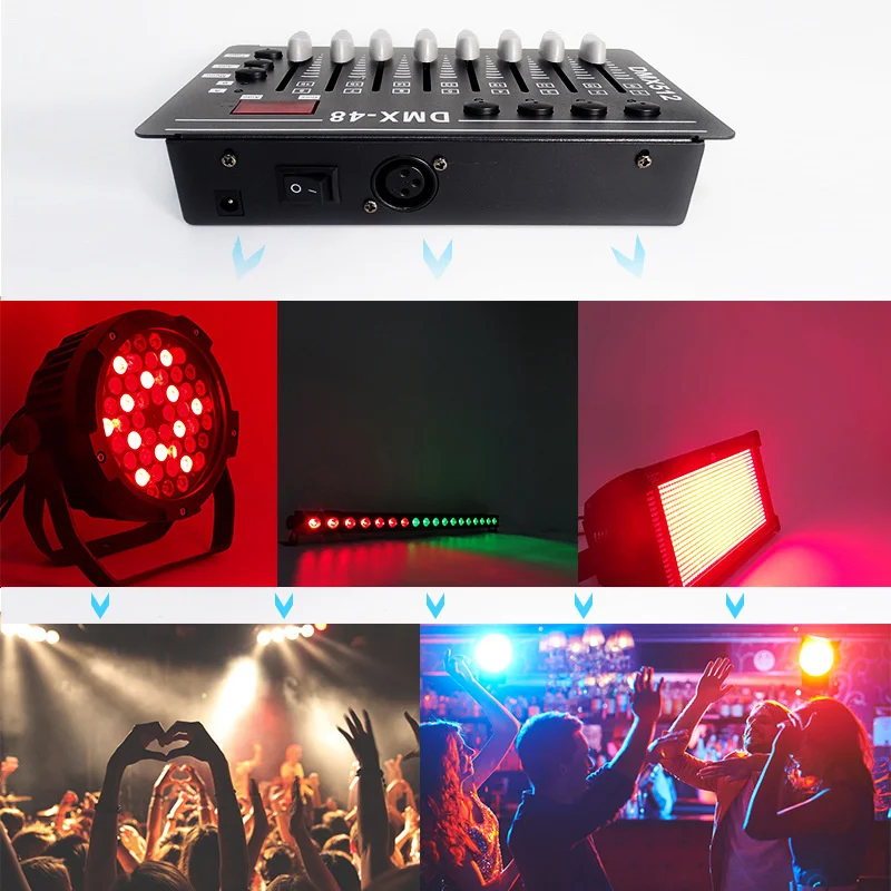 Imagem -04 - Mini Stage Light Console Controlador Dmx 512 Escurecimento para Mobile dj Sound Party Pyramid Show Máquina de Nevoeiro Led Moving Head Dmx48