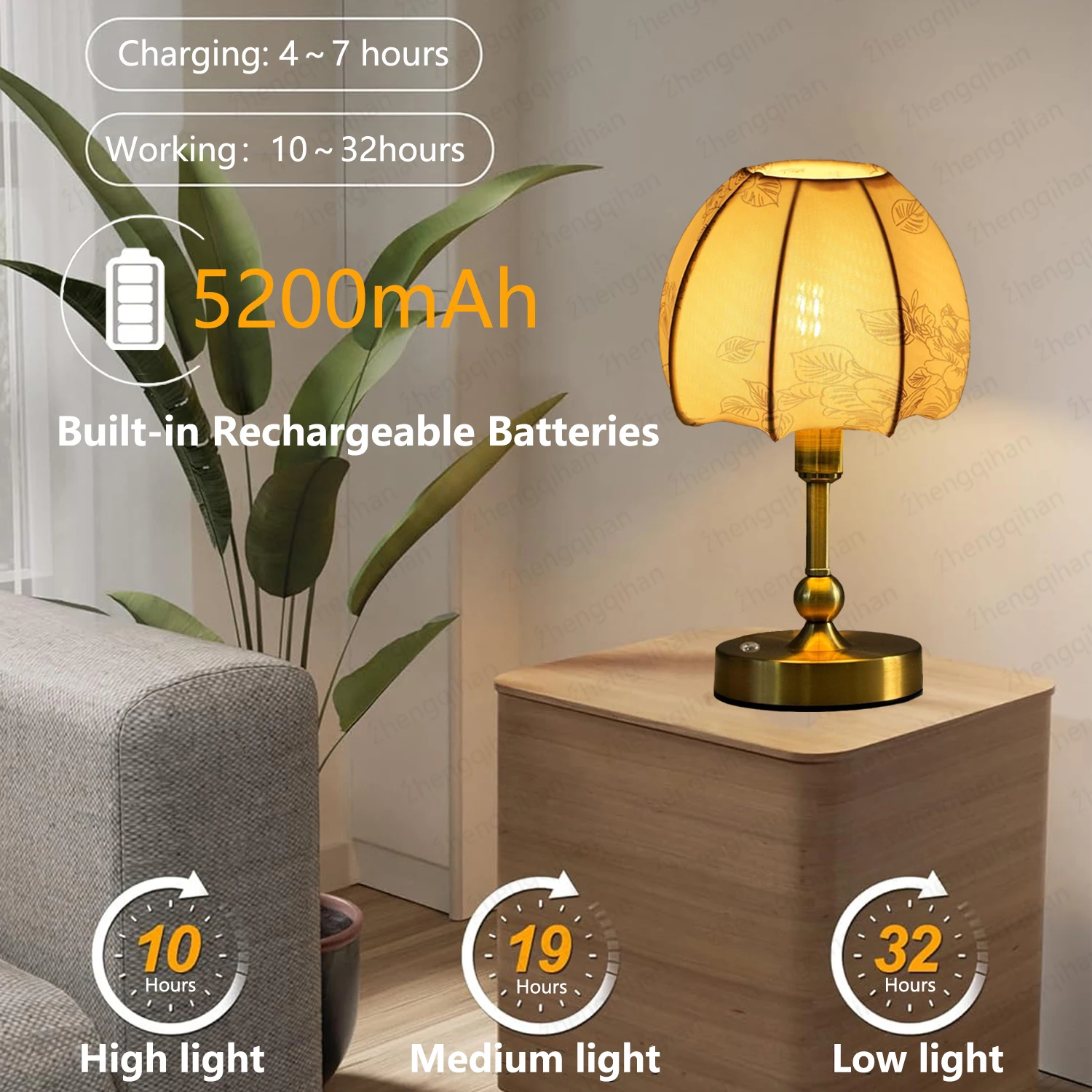 LED Table Lamp Touch Sensor Desktop Night Light Rechargeable Wireless Reading Lamp For Restaurant Hotel Bar Bedroom Decor Light