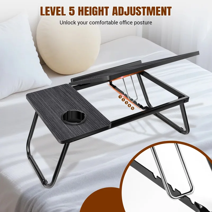 Laptop Desk,Laptop Bed Table with Foldable Legs & Cup Slot,Height and Angle Adjustable reading Holder Notebook Stand Book Holder