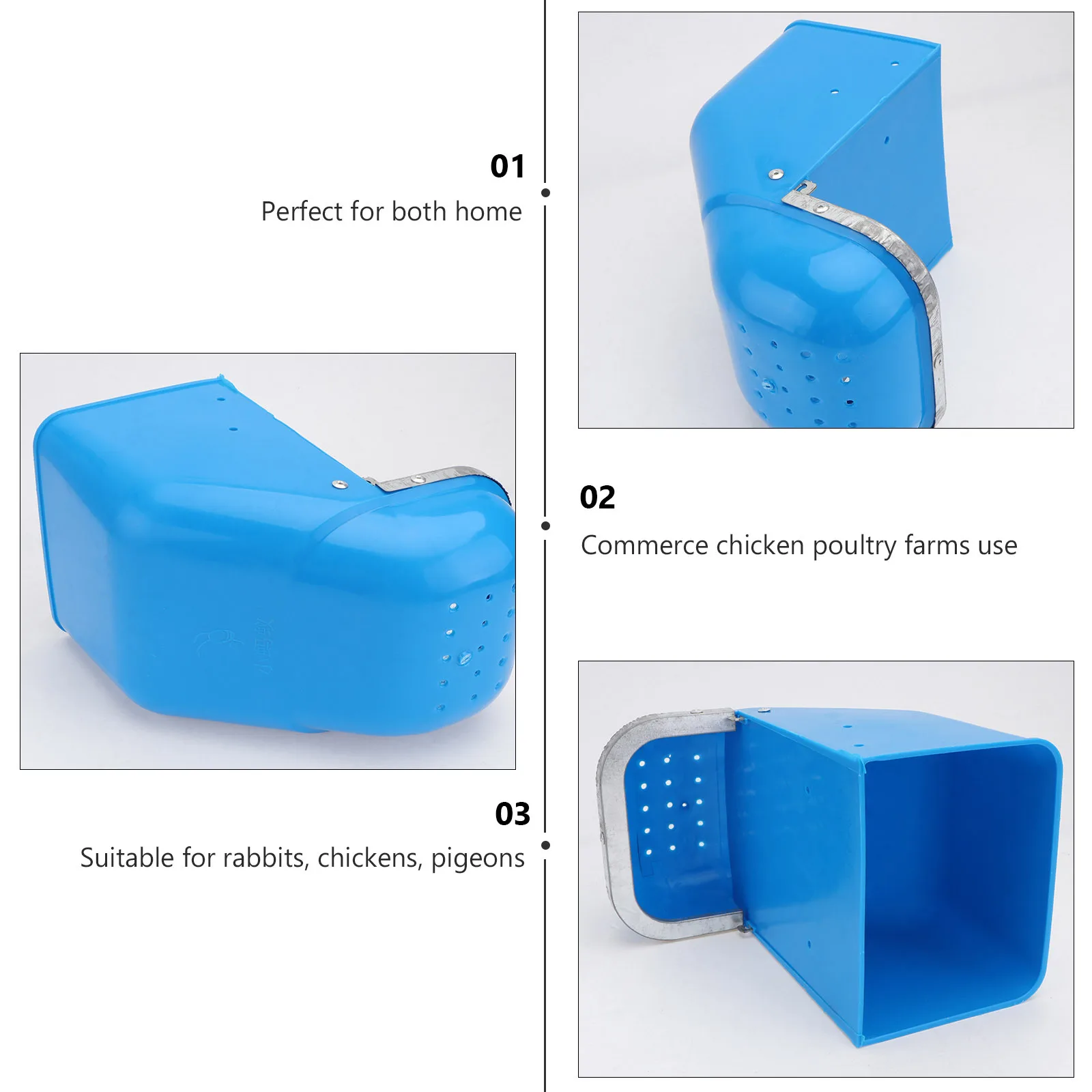 

2Pcs Large Capacity Poultry Feed Bucket Plastic Feeder for Rabbit Chicken Pigeon Quail Farm Cage Accessory Feeding Bowl