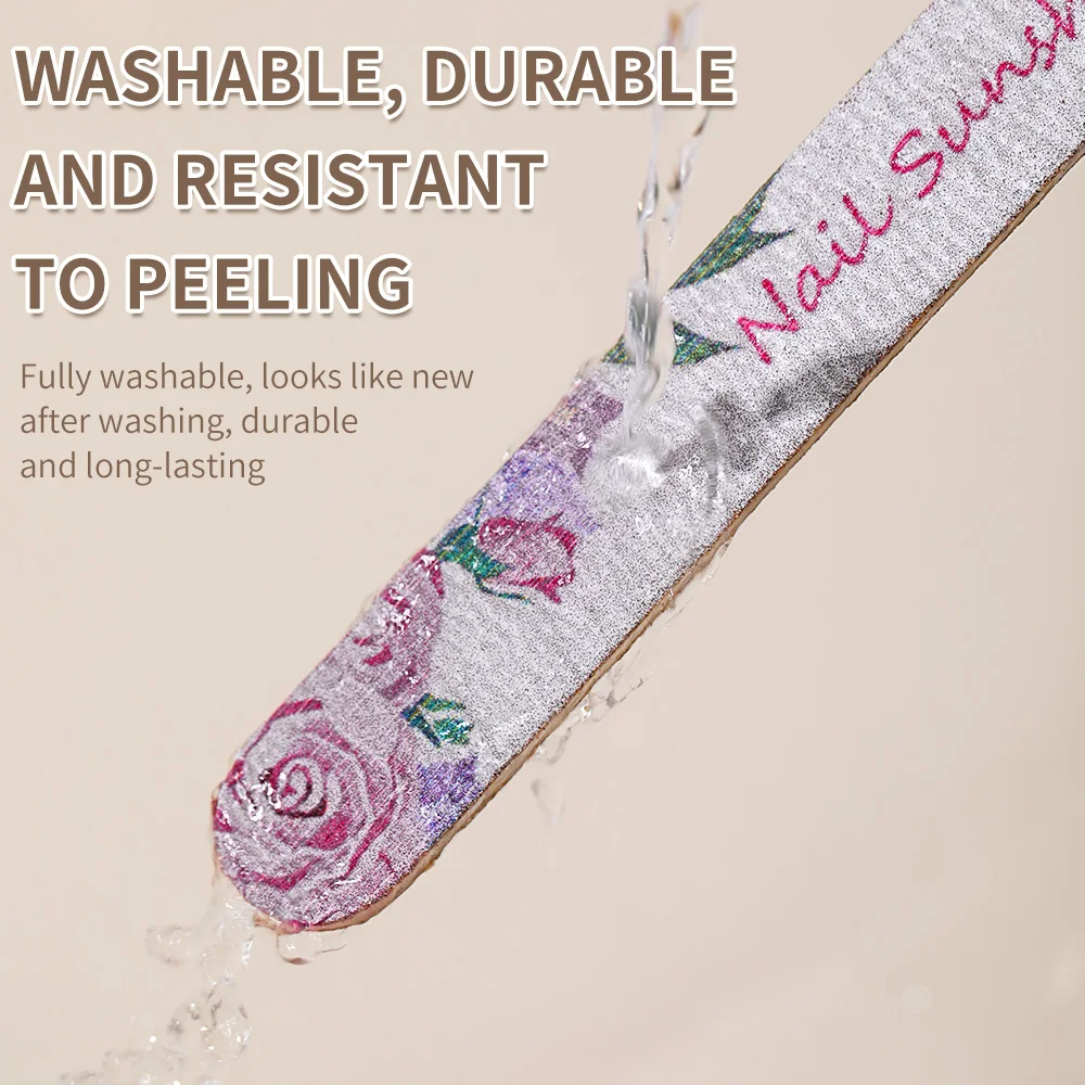 ตะไบเล็บลายดอกไม้ สำหรับมืออาชีพ 180/240 สองด้าน กระดาษทรายแข็งแรง พร้อมหัวเพชร สำหรับตัดแต่งเล็บ