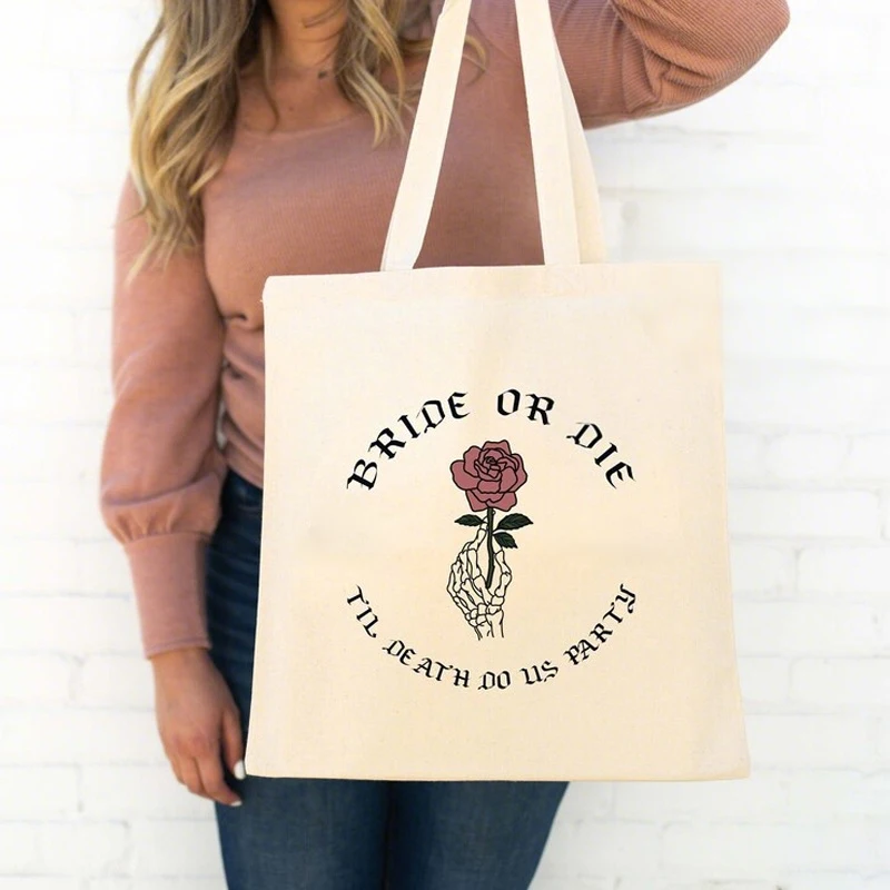 

Bride or Die Til Death Do Us Party Tote Bag Wedding Bachelorette Party Bridal Shower Decoration Supplies Bridesmaid Bride Gifts