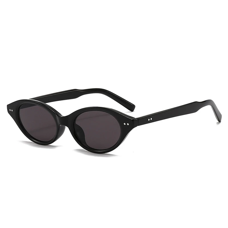 Shauna Fashion Kleine Cat Eye Zonnebril Vrouwen Retro Klinknagels Tinten Uv400 Mannen Trending Groene Thee Ovale Lens Zonnebril
