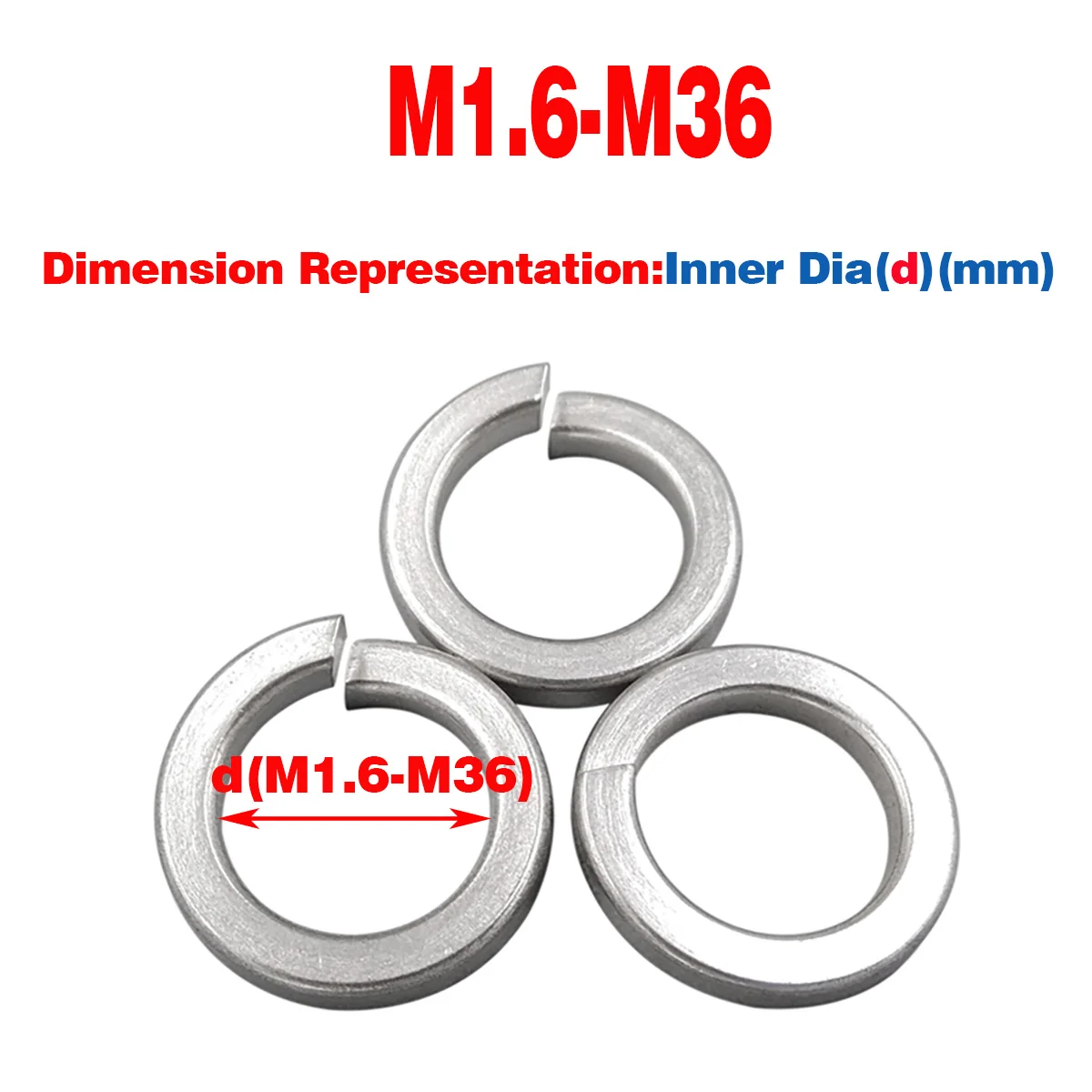 

304 Stainless Steel Spring Washer Open Washer, Elastic Spring Washer, M1.6-M36