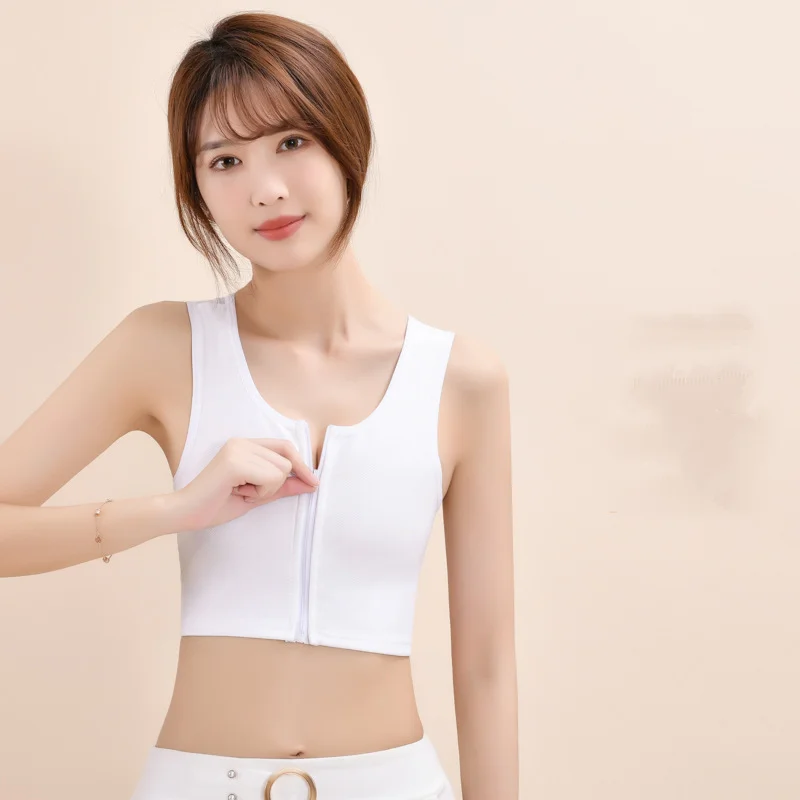 Chest Binder Women Tops Zipper Flat Chest Invisible Underwear Wrapped Lest Cool Mesh Half Binder Trans for Female Vest Bust New