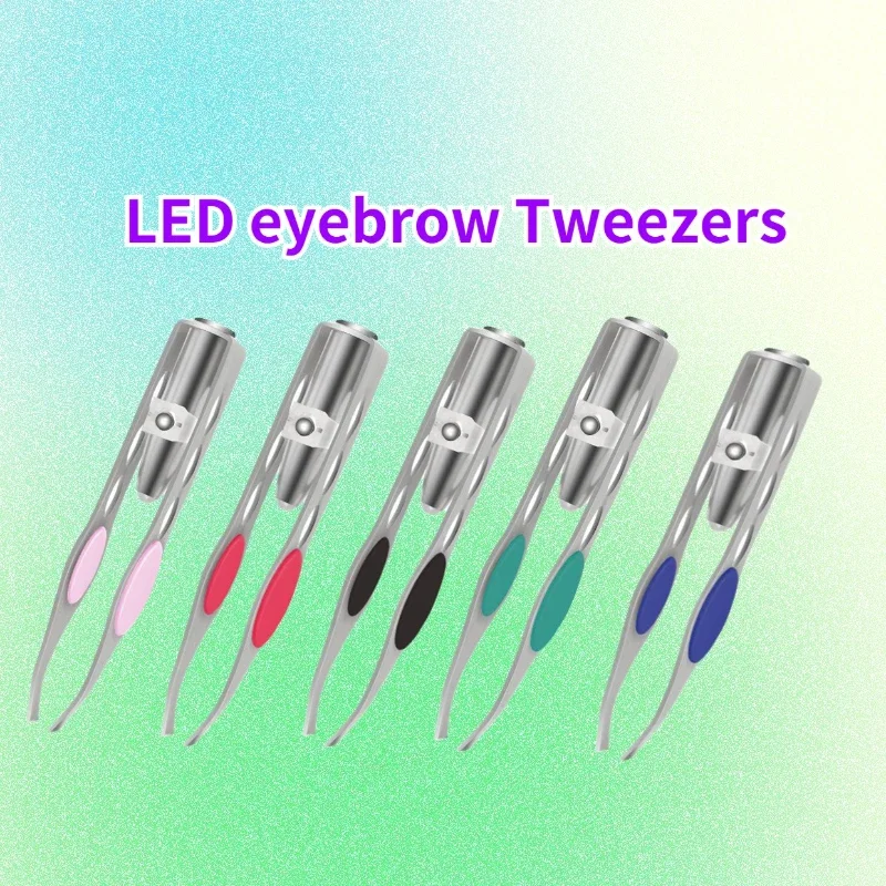 1PC LED Eyebrow Tweezer Maquillaje Eyelash Extension Supplies Pinzas Przybory Do Makijażu  Trimming Clip Eye Hair Removal