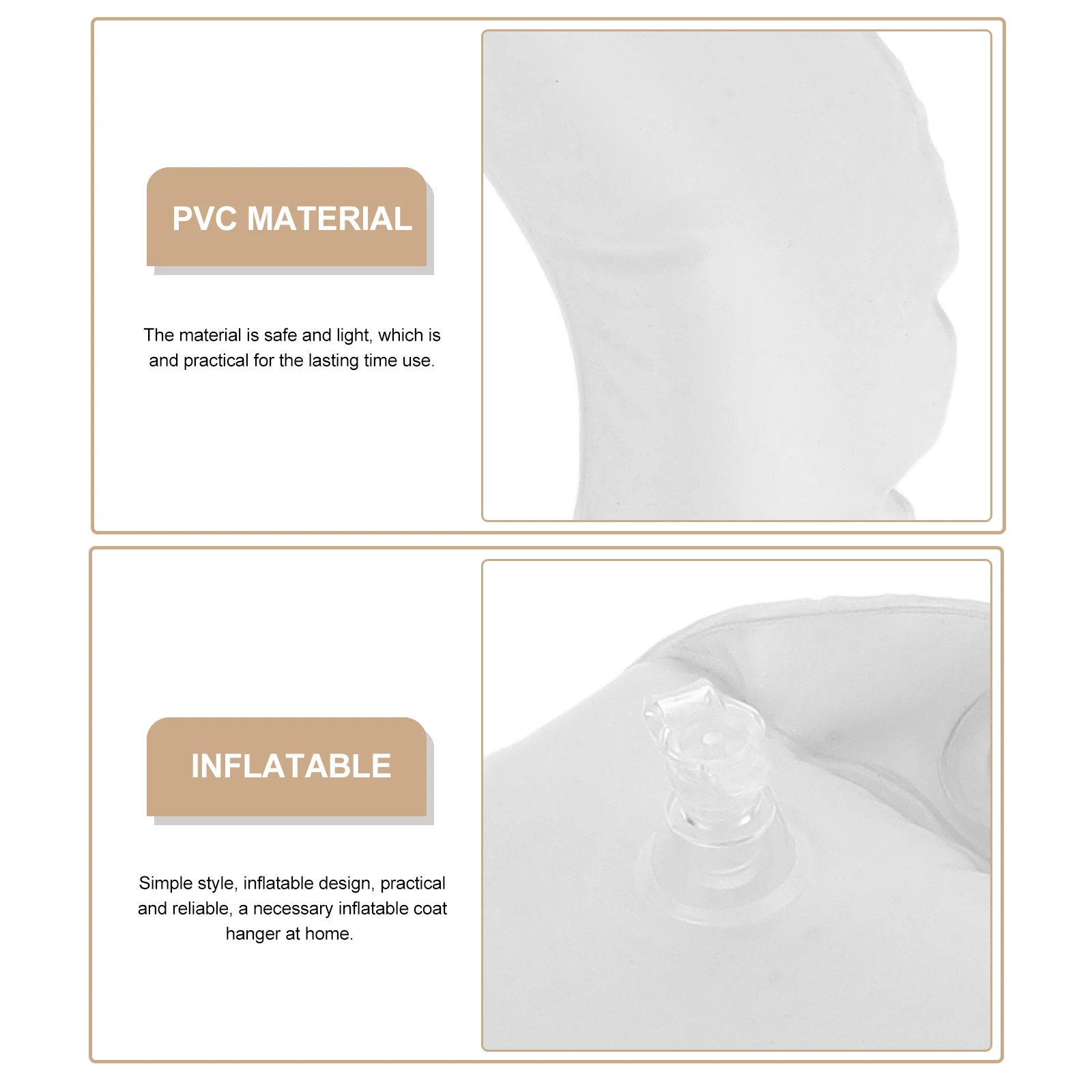 

3Pcs Inflatable Hangers Easy Use Smooth Surface Hanger for Gym Clothes Organizer Shirt Hangers Closet Storage Solution