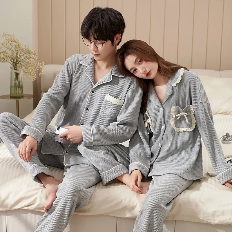 Sleepwear Couple Clothing Homewear Spring Autumn Thin New Cardigan Cute Comfortable Casual Simple Breathable Stylish Versatile