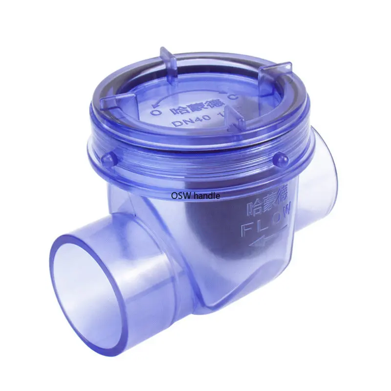 1pc 50mm PVC Blue Transparent Check Valve Anti-Backflow Check Valve Kitchen Sewer Pipe Water Pipe One-Way Valve