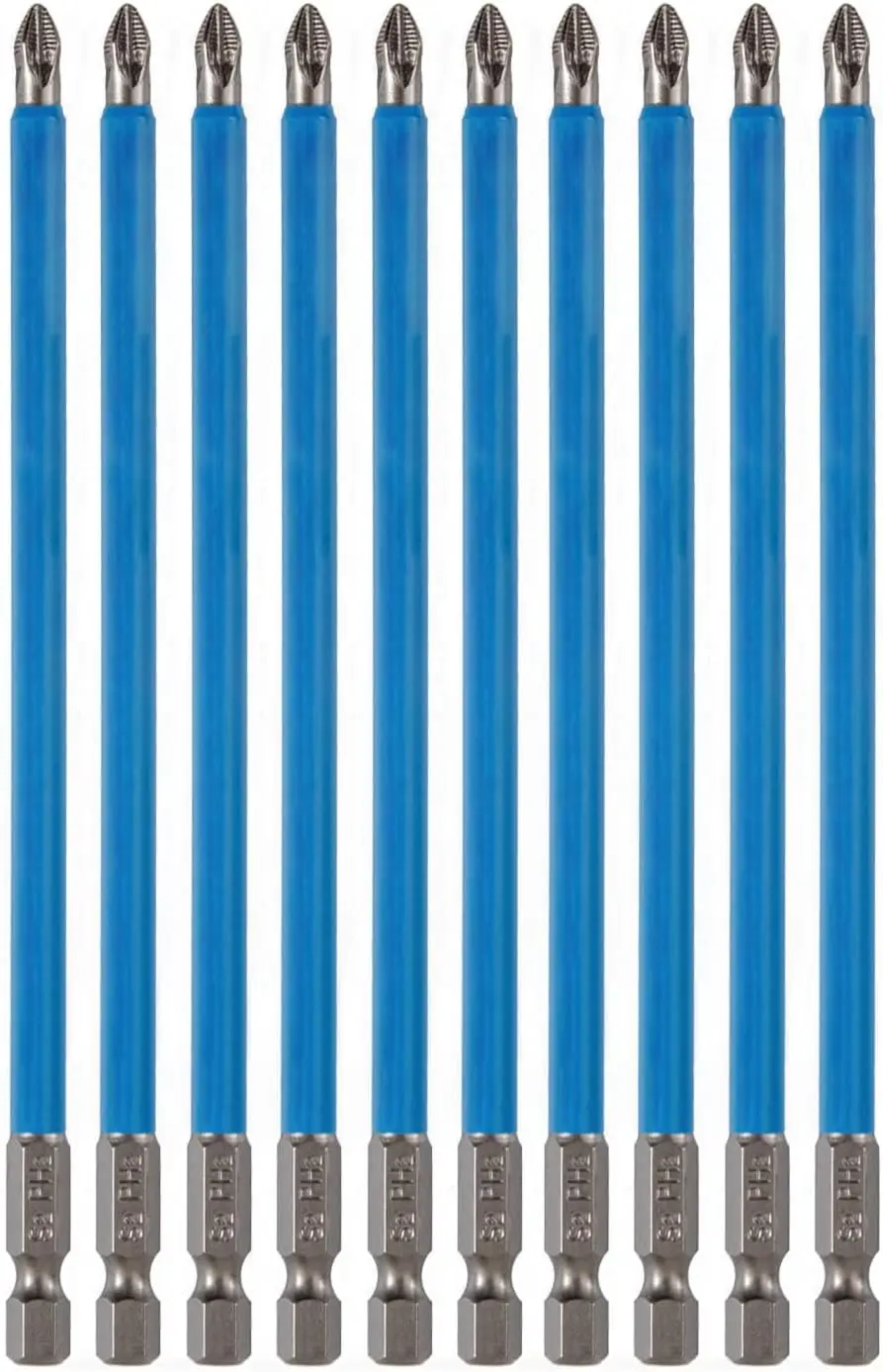 

10 шт. противоскользящих отверток Phillips PH2 # 2 насадки для отверток, шестигранный хвостовик 1/4 дюйма, длина 150 мм, сталь S2, магнитные, для электродрелей