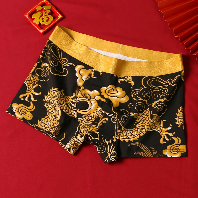 Fashion Boxer Men Underwear Mens Cotton Cuecas Masculina Man Dragon Printed Breathable Boxers Underpants Boxershorts Size L-4XL