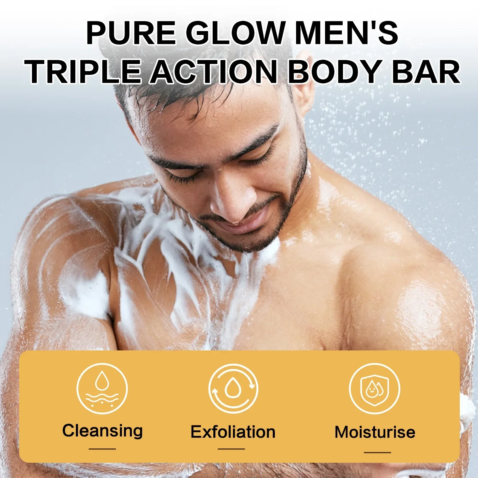 140g 3-IN-1 Men's Body Bar (Sandalwood/Lemon Citrus Scent) -Exfoliating Moisturizing, Long-Lasting Fragrance Handmade Soap
