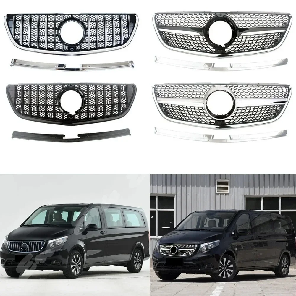 Car Front Racing Grille Upper Facelift Grill For Mercedez-Benz W447 Metris/Vito 2020 2021+ Diamond GT