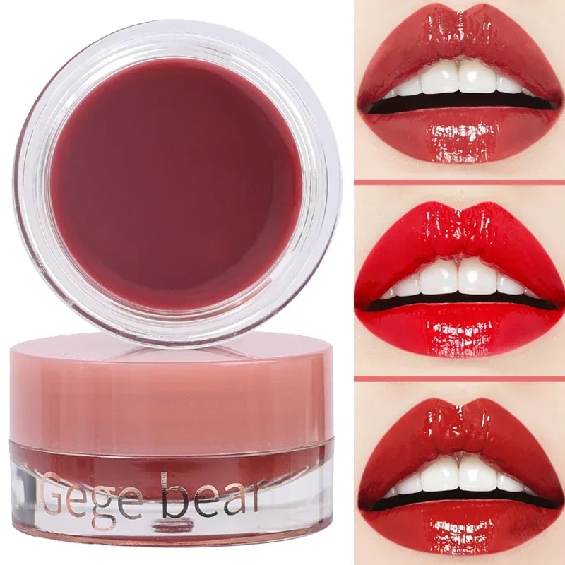 Brillo de labios enlatado de 8 colores, lápiz labial de humedad de larga duración, cosmético, mejilla, doble uso, brillo de labios rojo gelatinoso, maquillaje de tinte de labios