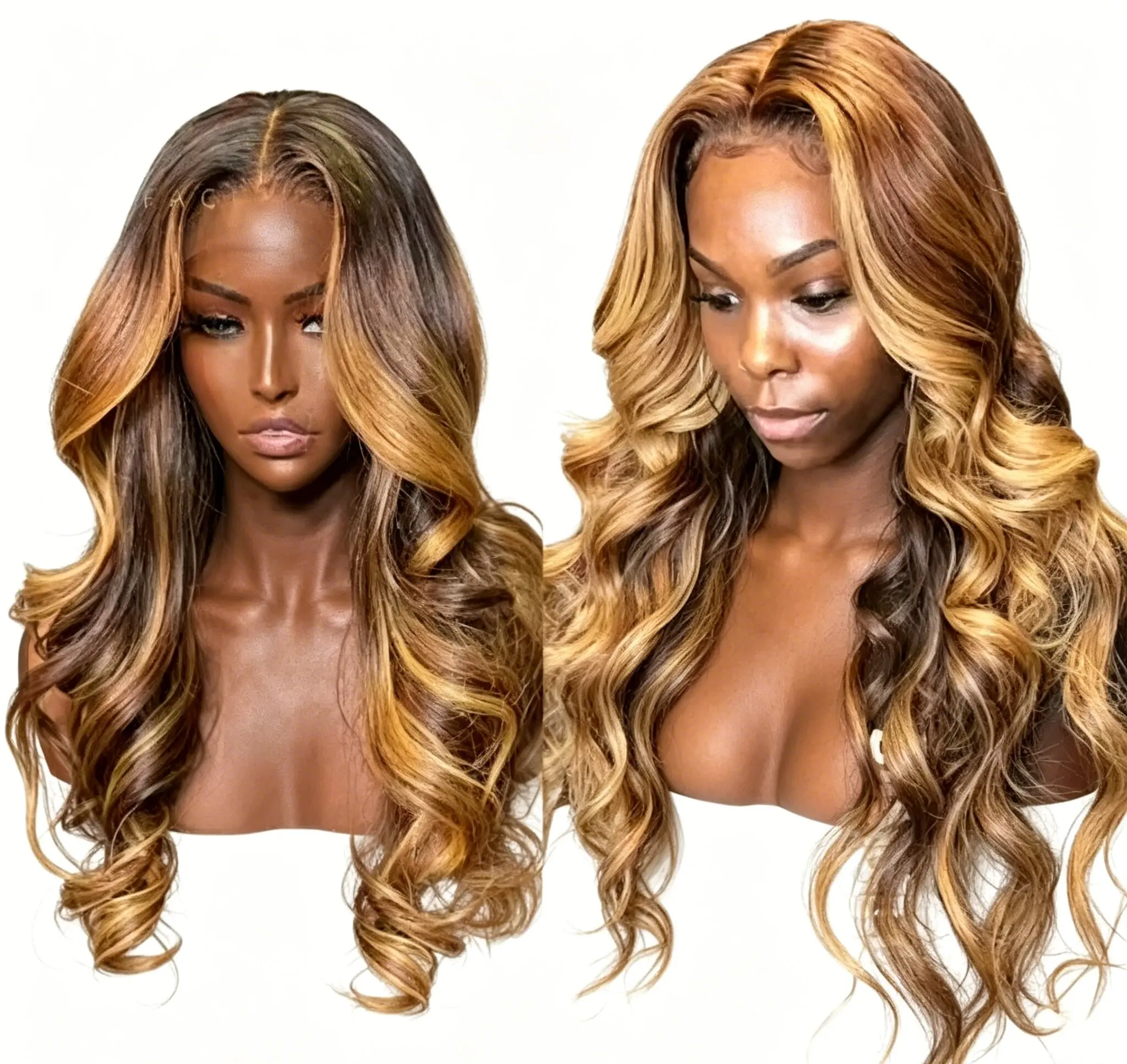 New Highlight human hair wig, piano color, lace front wig, Brazilian wig, women's 65CM blonde hair, lace wig, honey body wave