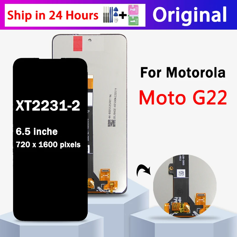 

6.5"Original G22 Display For Motorola Moto G22 LCD XT2231-2 Display With Frame Touch Screen Digitizer Assembly Replacement