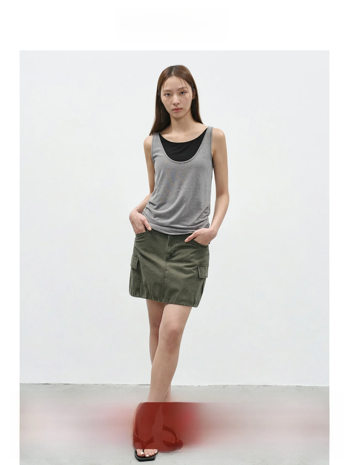 

High Waist A-Line Skirt August Military een Workwear Large ket Women's Design Slimming Skirts Casual Sle