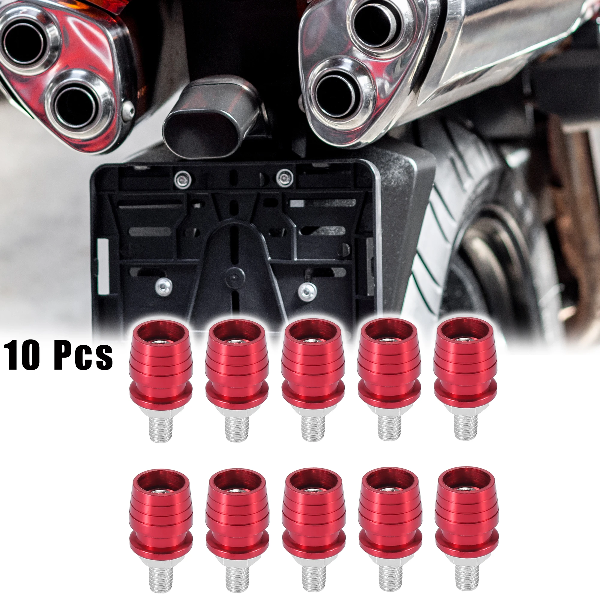 

Motoforti 10pcs Universal M6 License Plate Frame Bolts Screws Aluminum Alloy Plate Fasteners for Motorcycle Trucks