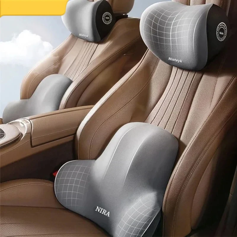 Car Neck Pillow Protects the Back Breathable Memory Foam Lumbar Back Cushion Car Headrest Lumbar Support Multi-Functional Pad
