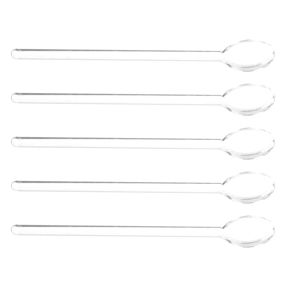 

5 шт. стеклянных ложек для смешивания с длинной ручкой, многоразовые ложки для размешивания кофе, инструмент для десертов, ложка для размешивания кофе, стеклянная ложка
