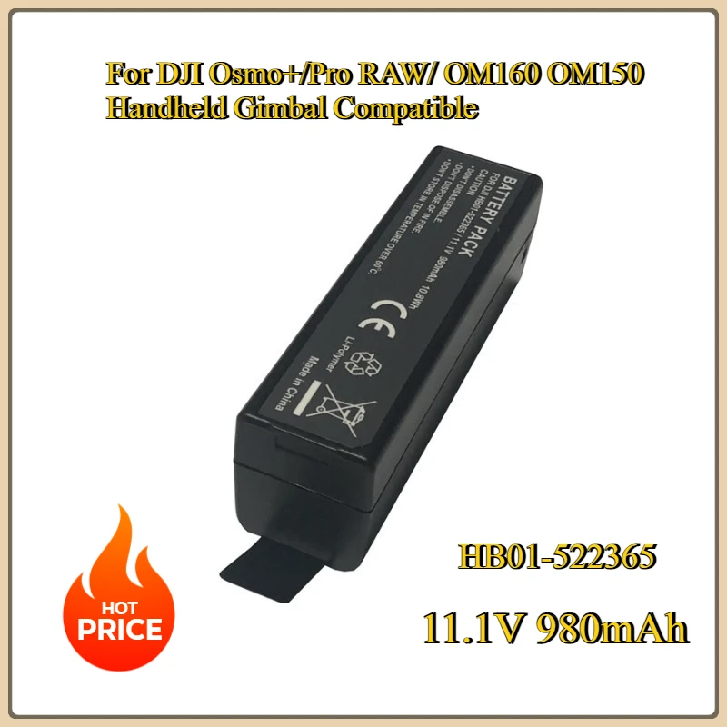 

Ｎew 11.1V 980mAh HB01-522365 HB02-542465 Replacement battery For DJI Osmo+/Pro RAW/ OM160 OM150 Handheld Gimbal Compatible