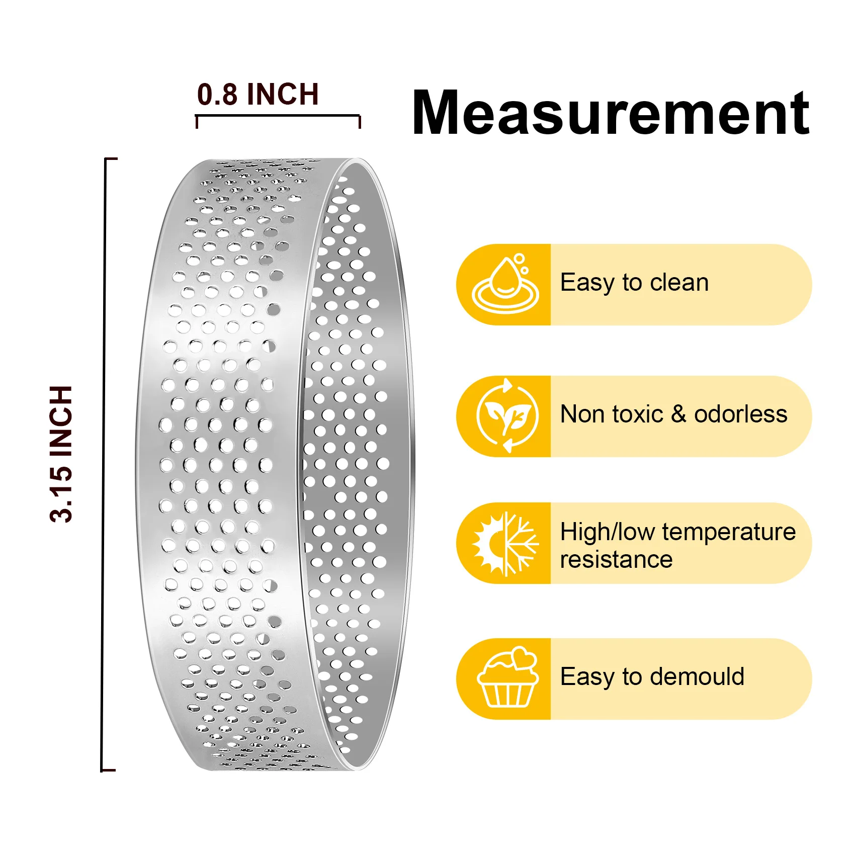 12 Pack Stainless Steel Tart Rings 3 In,Perforated Cake Mousse Ring,Cake Ring Mold,Round Cake