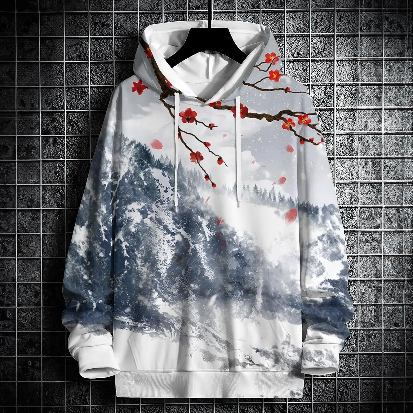 Herbst Hoodies Für Männer 3d Landschaft Tinte Drucken Straße Designer Lange Ärmeln Lose Übergroßen Pullover Herbst Mode Männer der Kleidung