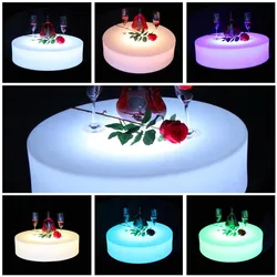 LED Bar Furniture Illuminated Coffee Table for Event Party,Wedding, Outdoor Decorative Coffee Table, D60H16cm or D66H16cm,1Pc