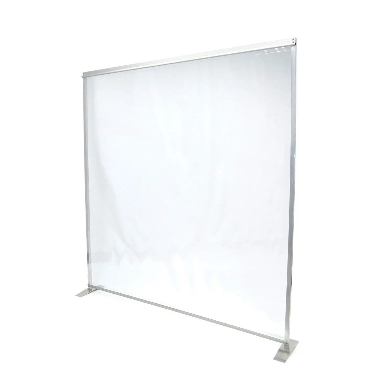 6' W X 6' H Floor Supported Portable Personal Safety Partition, Clear