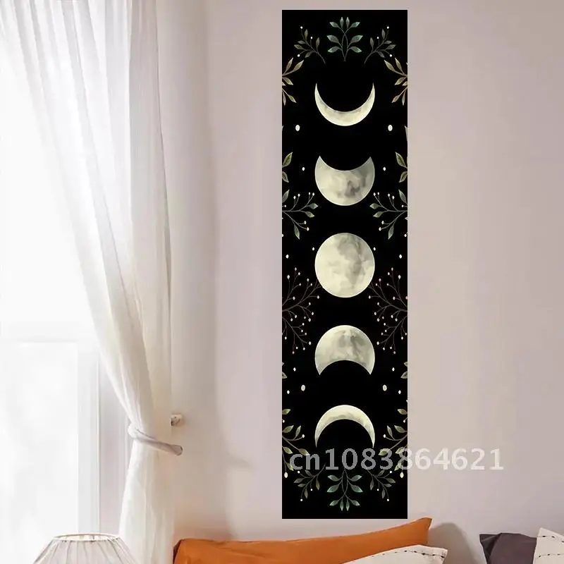 

Vintage Moon Phase Wall Hanging Tapestry Mooonlight Green Olive Leaf Black Tapestries Boho Room Wall Decor Home Decoration Wall