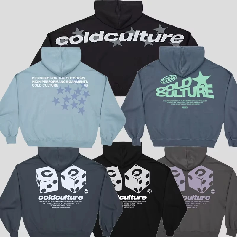 Cold Culture Logo Latest Edition Double-sided Print Sports Hoodie Brother Gothic Oversized T-shirt Street Top Y2k Clothes