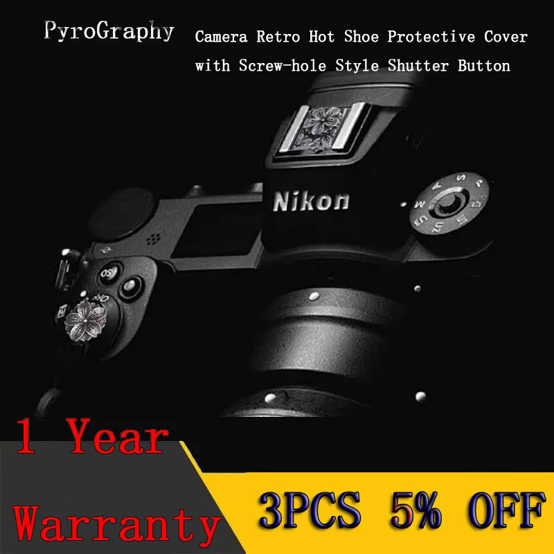 

Защитная крышка для камеры с пирографией, горячий башмак и резьбовая кнопка затвора, ретро-дизайн, 3D лист гинкго, 3D цветы вишни, латунь