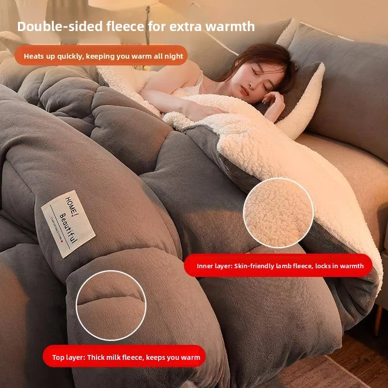 Thickened Lamb Velvet Blanket Warm Home Use Double Size Autumn Winter Core Spring Summer Gift Fiber Filling Seasonal Cover