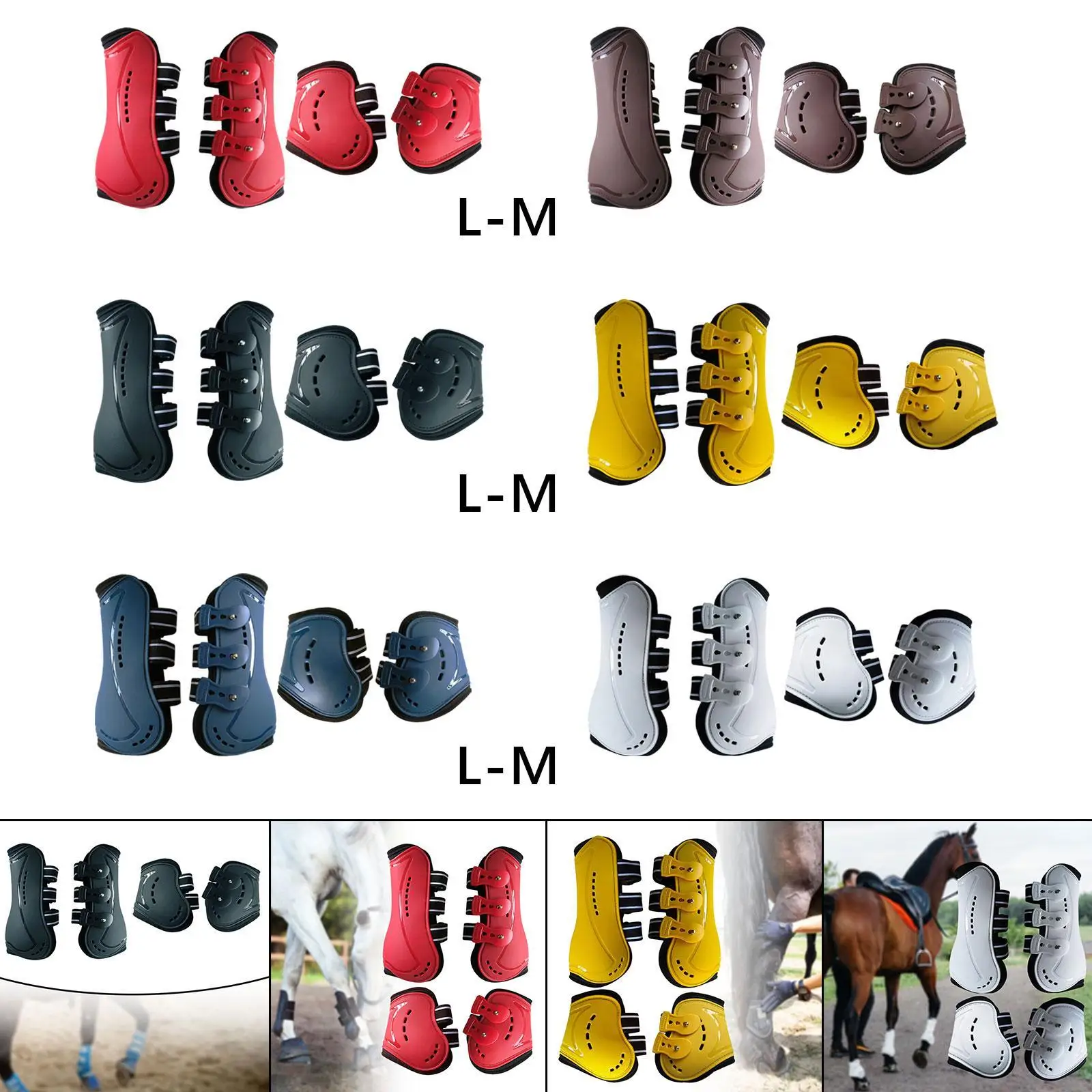 Botas de caballo de 4 piezas, Protector de tendón, multifunción, amortiguación, patas traseras delanteras