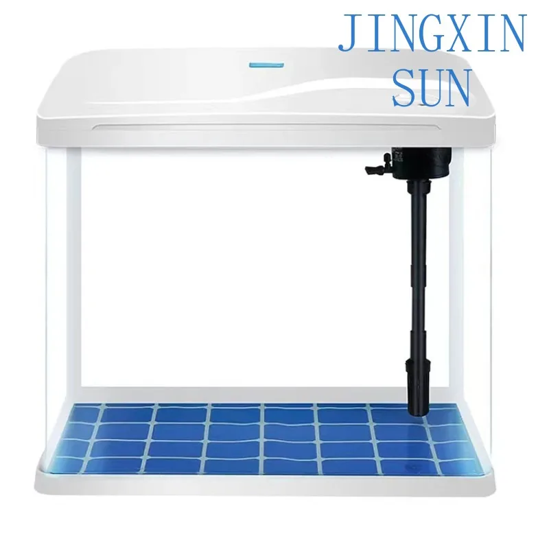 80*33.5*54.5CM Panda-themed High-Definition Glass Fish Tank, Small Houseuse Desktop Water Circulation Ecological Aquarium